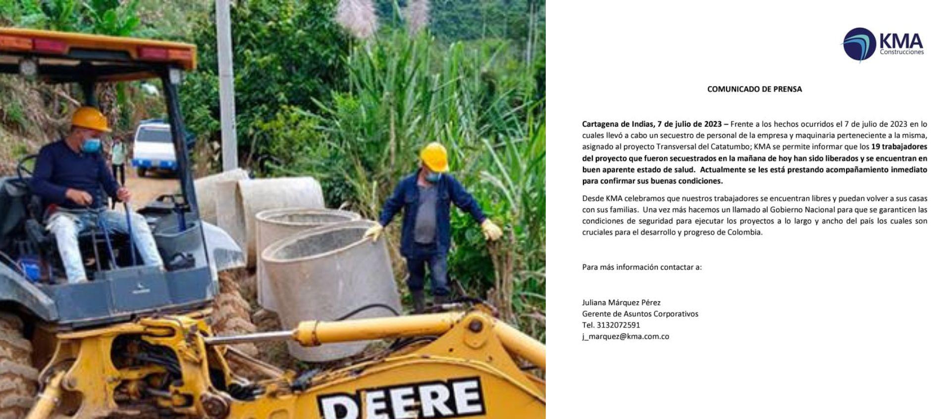 Trabajadores de KMA fueron liberados.