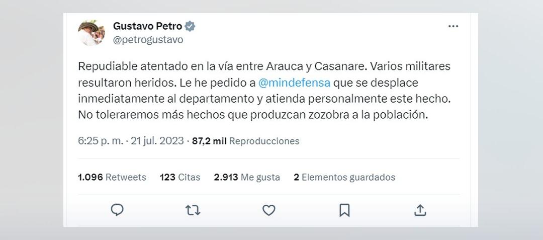 Twitter del presidente Gustavo Petro