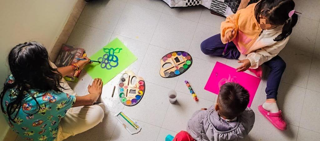 Lesly, Soleiny, Tien en una imagen compartida por el Bienestar Familiar. Falta Cristin, de un año