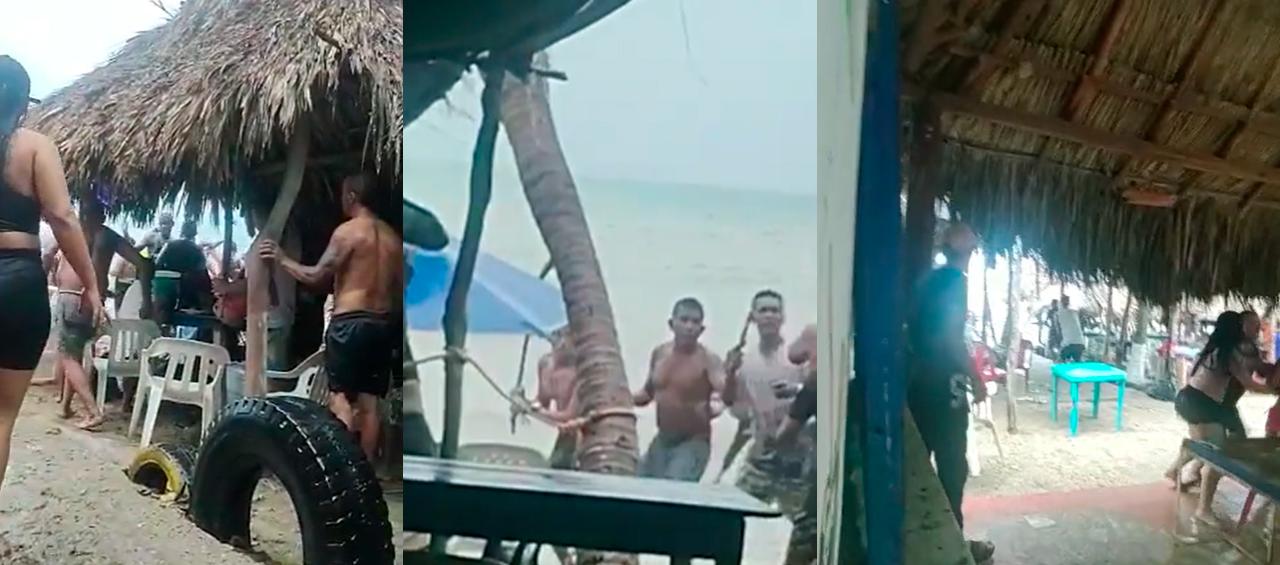 Pelea en playa de Santa Verónica.