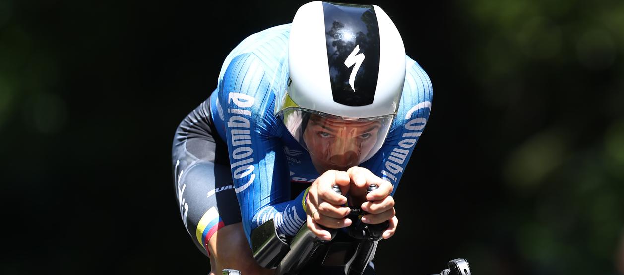 Miguel Ángel López en plena acción en la contrarreloj individual. 