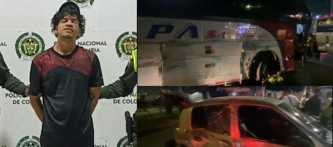 Davison Ariza e imágenes del choque múltiple.