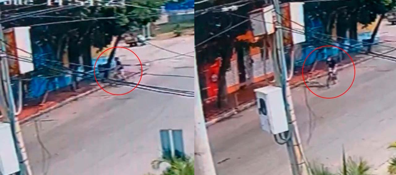 Momento en el que la mujer es atacada por el sicario.