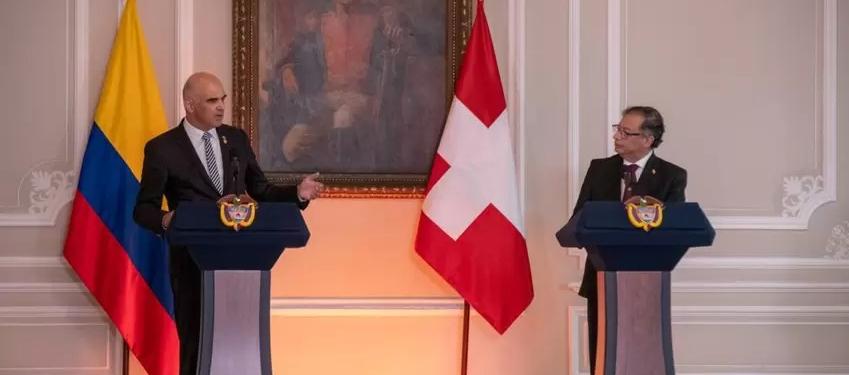 Presidente Gustavo Petro en un diálogo con su homólogo de Suiza, Alain Berset.