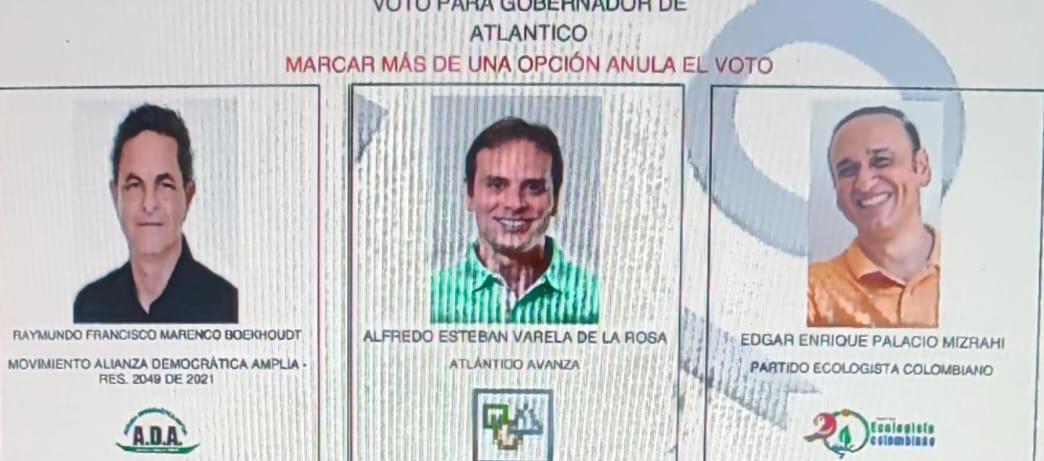 El tarjetón a la Gobernación del Atlántico.