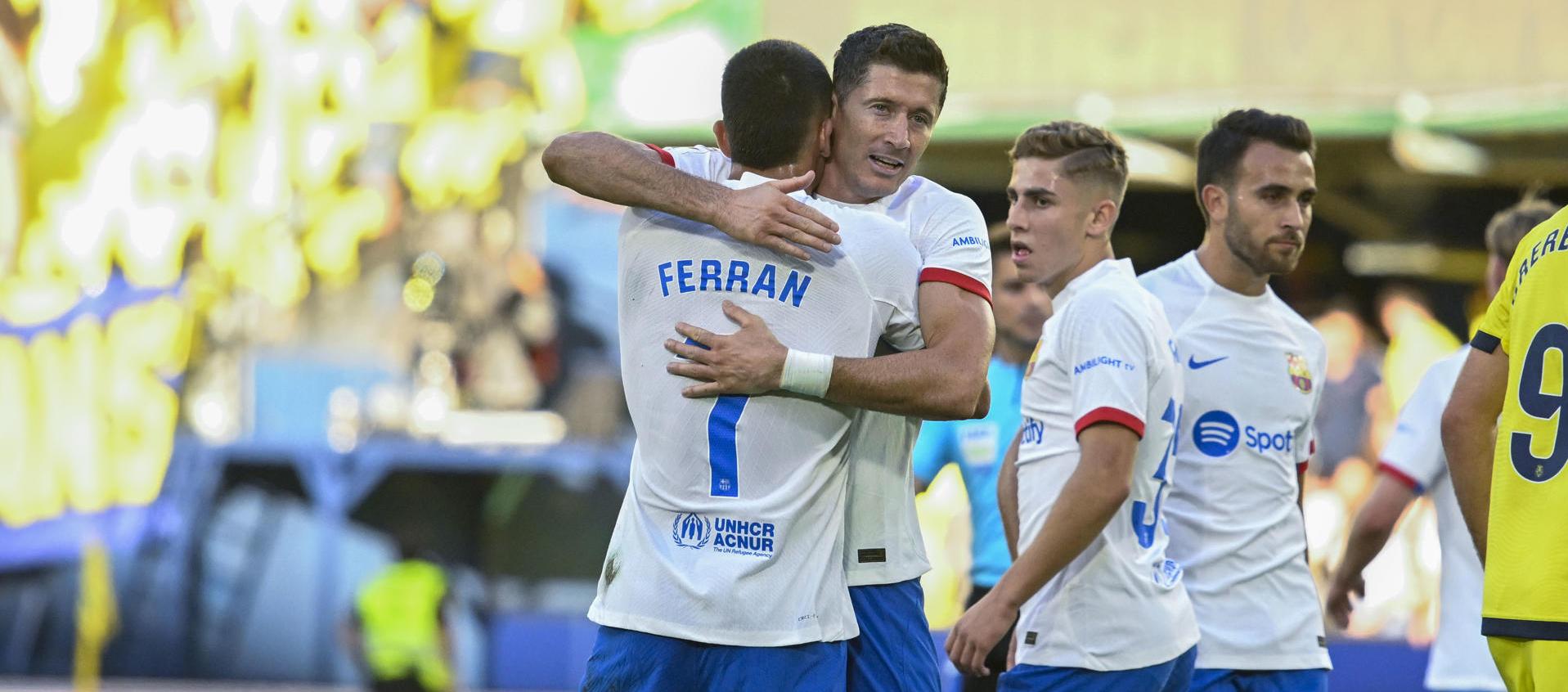 Los jugadores del Barcelona celebrando uno de los goles.