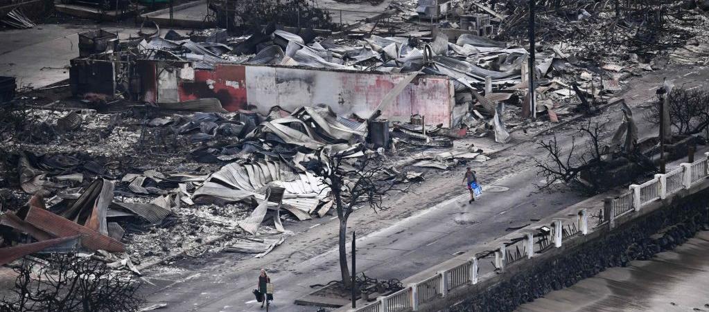 Vista aérea de una de las zonas totalmente afectadas en Hawái