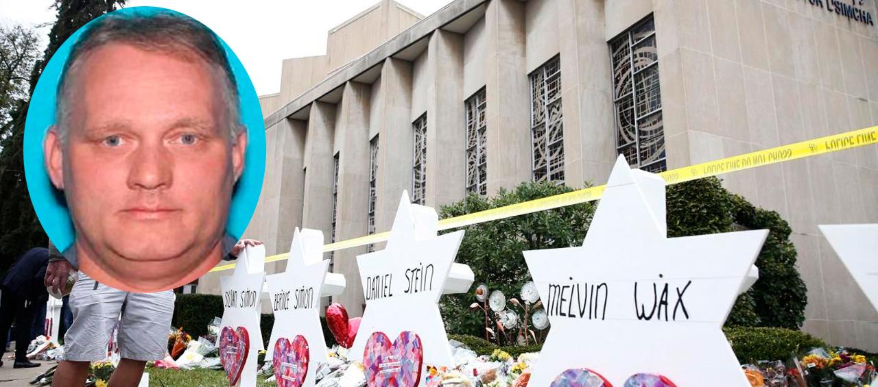 Lugar donde ocurrieron los hechos. Robert Bowers, en el recuadro.