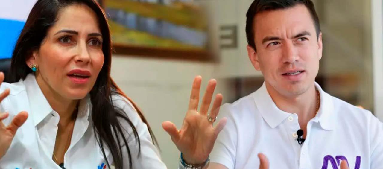 Luisa González, candidata de la Revolución Ciudadana, y Daniel Noboa, del movimiento ADN