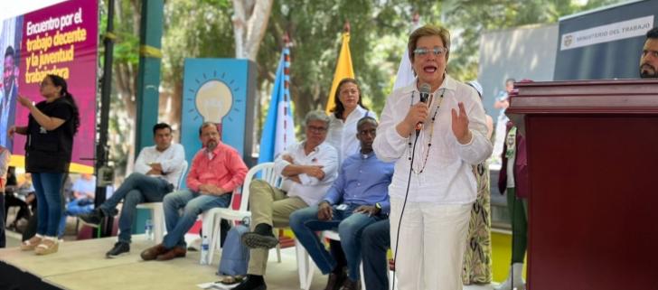 La Ministra de Trabajo, Gloria Inés Ramírez, en el inicio de la campaña.