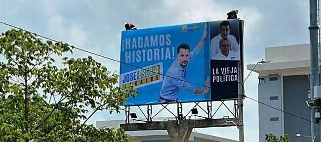 La valla del conflicto político en Cartagena.