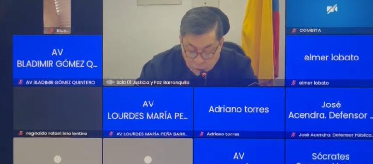 Aspecto de la audiencia ante el Tribunal Superior de Barranquilla Sala de Justicia y Paz. 
