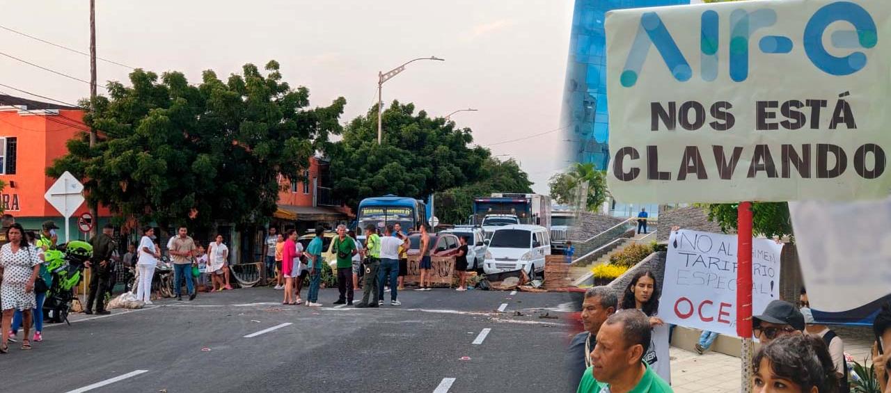 Bloqueos y protesta contra Air-e