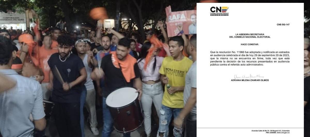 La concentración de simpatizantes de Fuerza Ciudadana. En la siguiente imagen el certificado del CNE