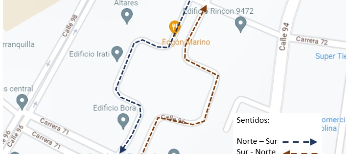 Cambio de sentido vial en el barrio Villa Carolina