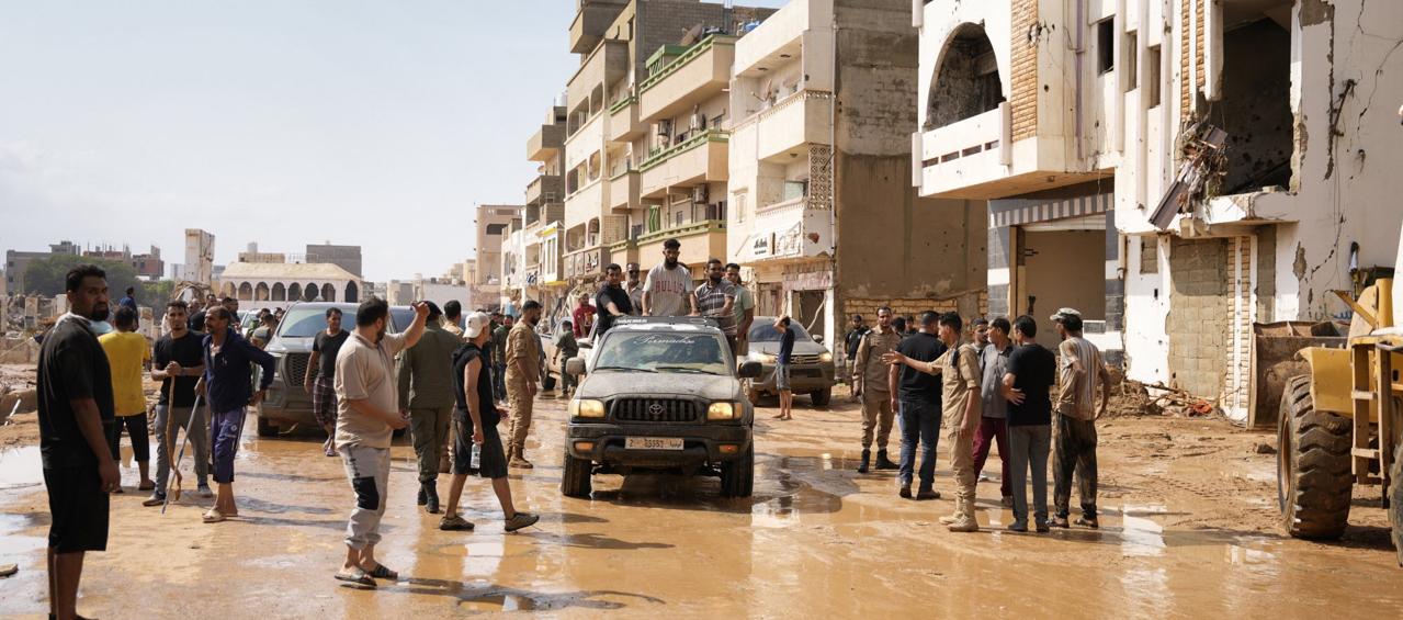 Los destrozos en la ciudad de Derna, la más afectada por las lluvias torrenciales.