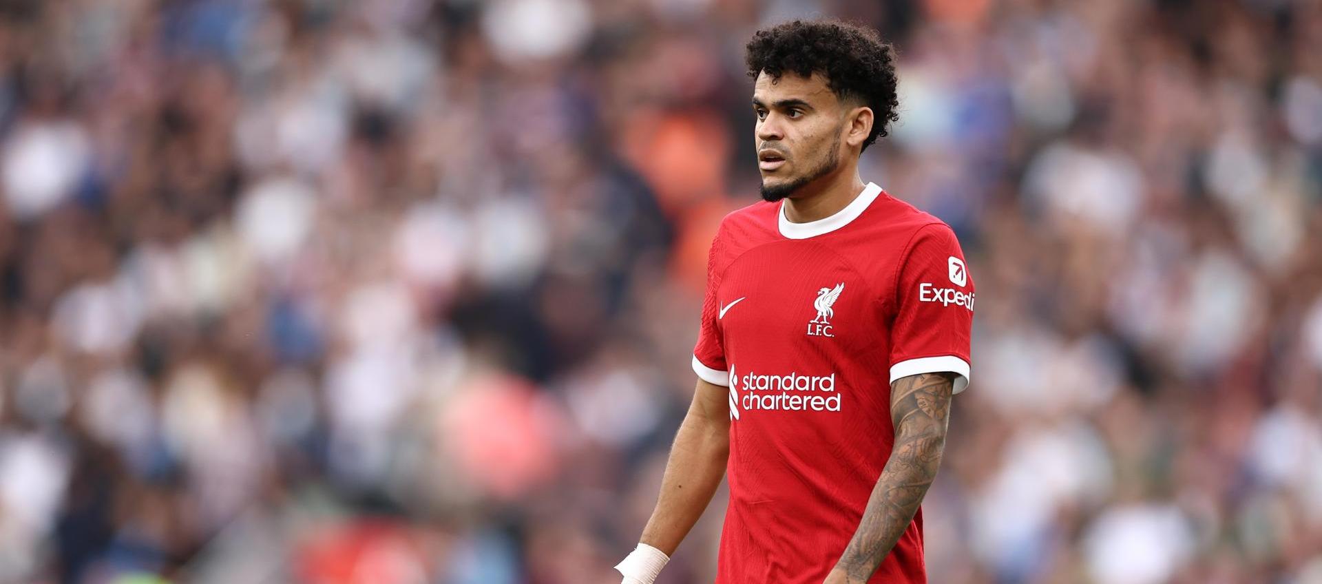 Luis Díaz con la camiseta del Liverpool.