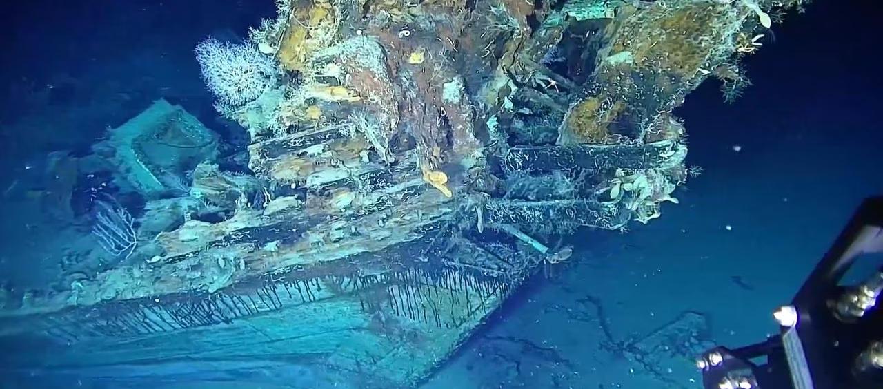 Aspecto de una parte del Galeón San José en el fondo del mar.