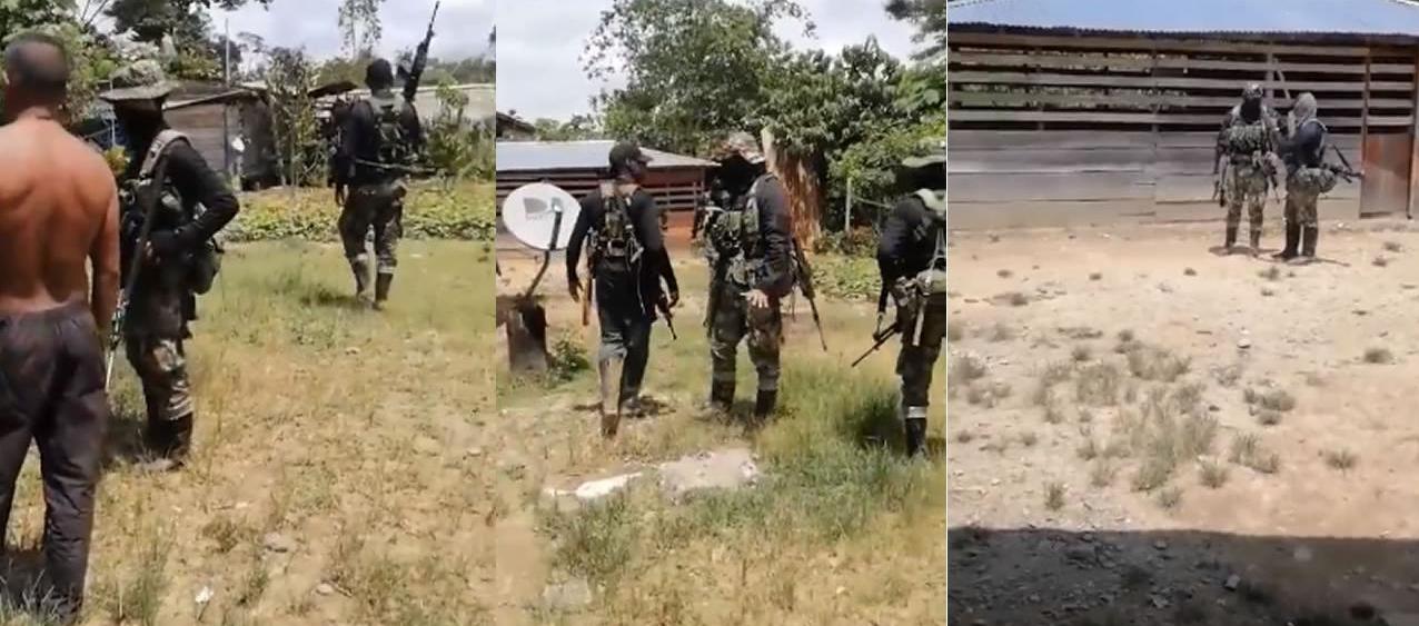 Imágenes de los hombres armados amenazando.