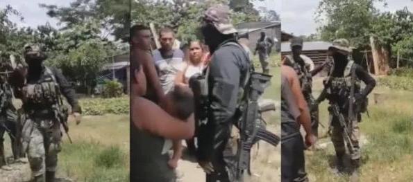 Momento en el que los militares hostigaban a la comunidad de Tierralta.