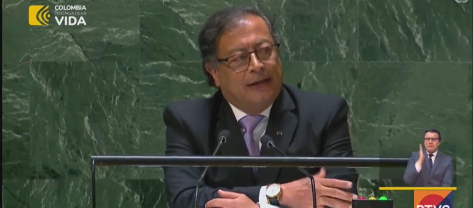 El Presidente Gustavo Petro en su intervención en la Asamblea de la ONU