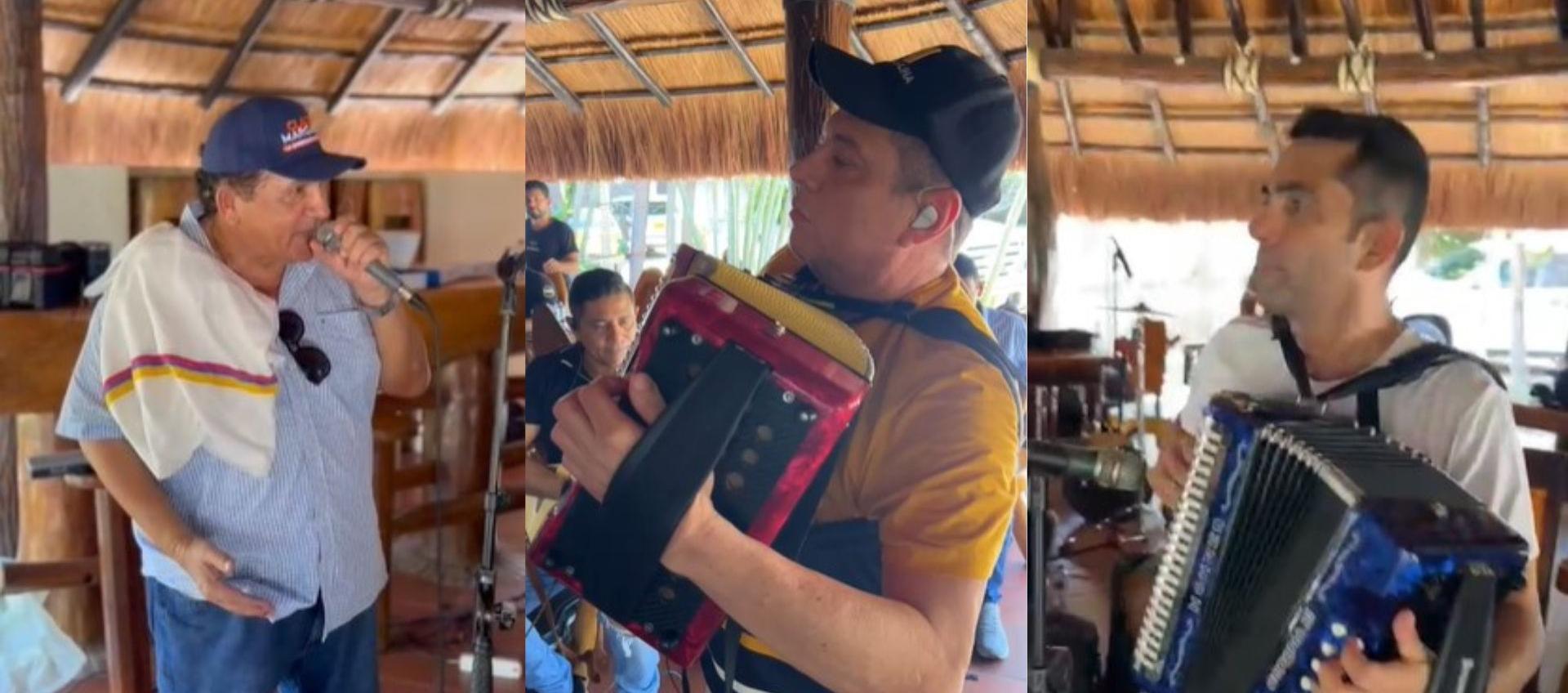 Poncho Zuleta, Cocha Molina e Iván Zuleta en el ensayo.