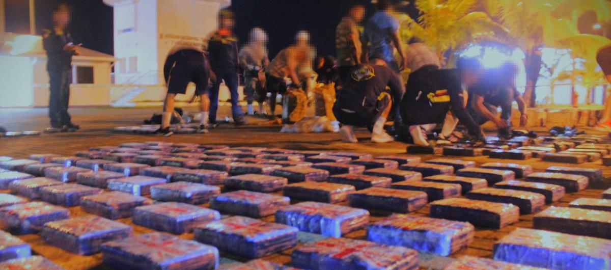 La droga incautada en una lancha rápida en San Andrés