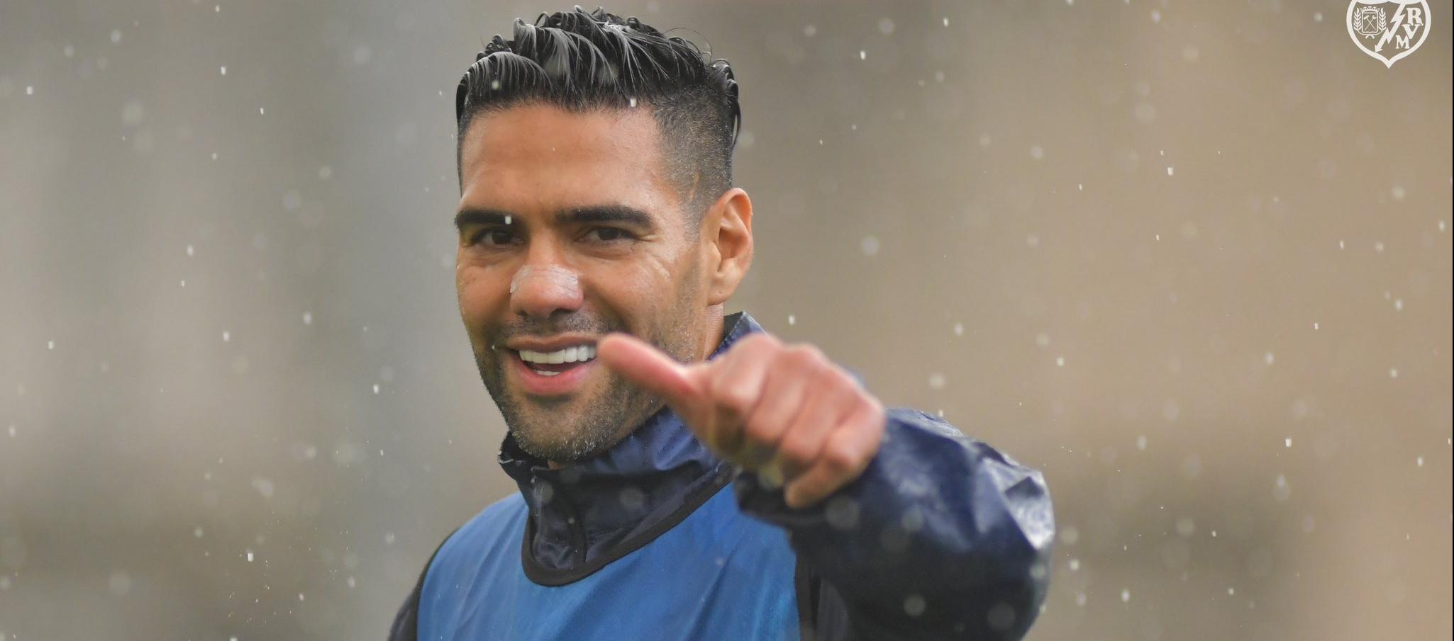 Radamel Falcao en un entrenamiento del Rayo Vallecano.