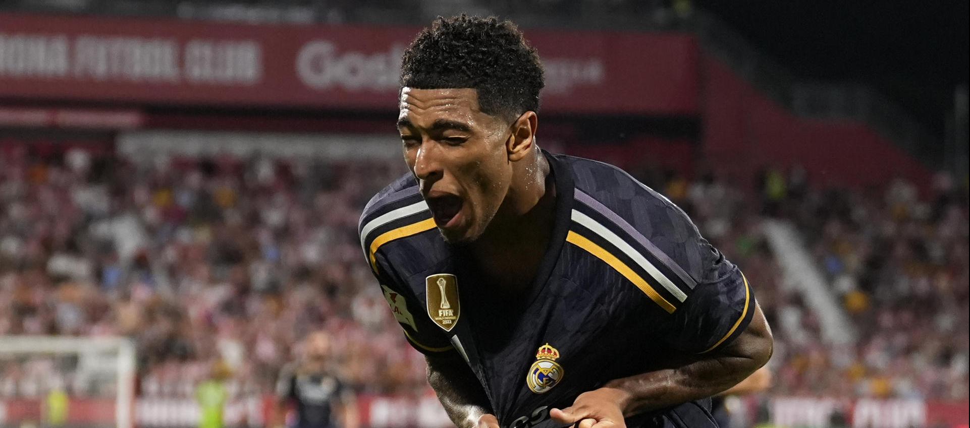 Jude Bellingham celebra tras marcar el tercer gol ante el Girona.