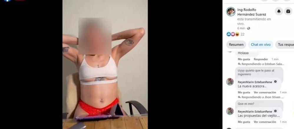 Mujer realizando el en vivo en la cuenta de Rodolfo Hernández.