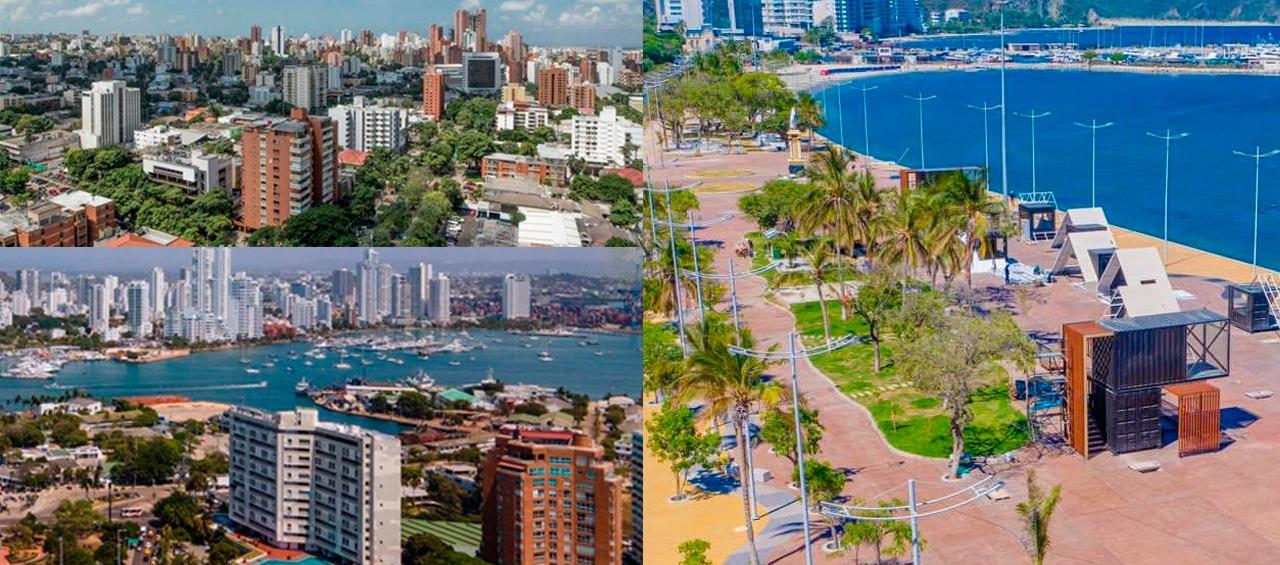 Imágenes referenciales de Barranquilla, Cartagena y Santa Marta.