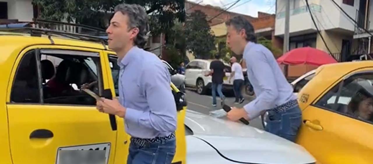 Daniel Quintero siendo atropellado por una camioneta en Medellín.