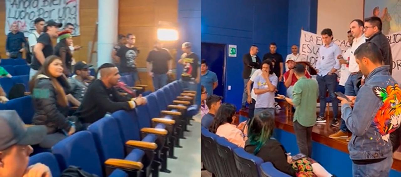 Momento exacto en el que los presentes discutían si continuar con el debate.