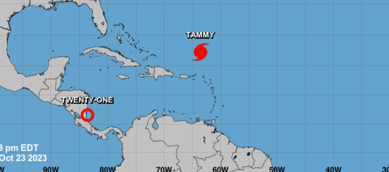 Depresión tropical 21 en costas de Nicaragua. 