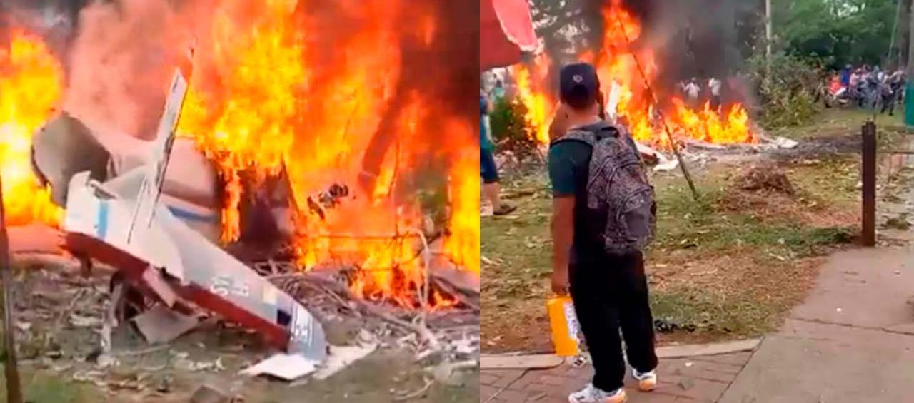 Lugar donde cayó la avioneta en Cali.