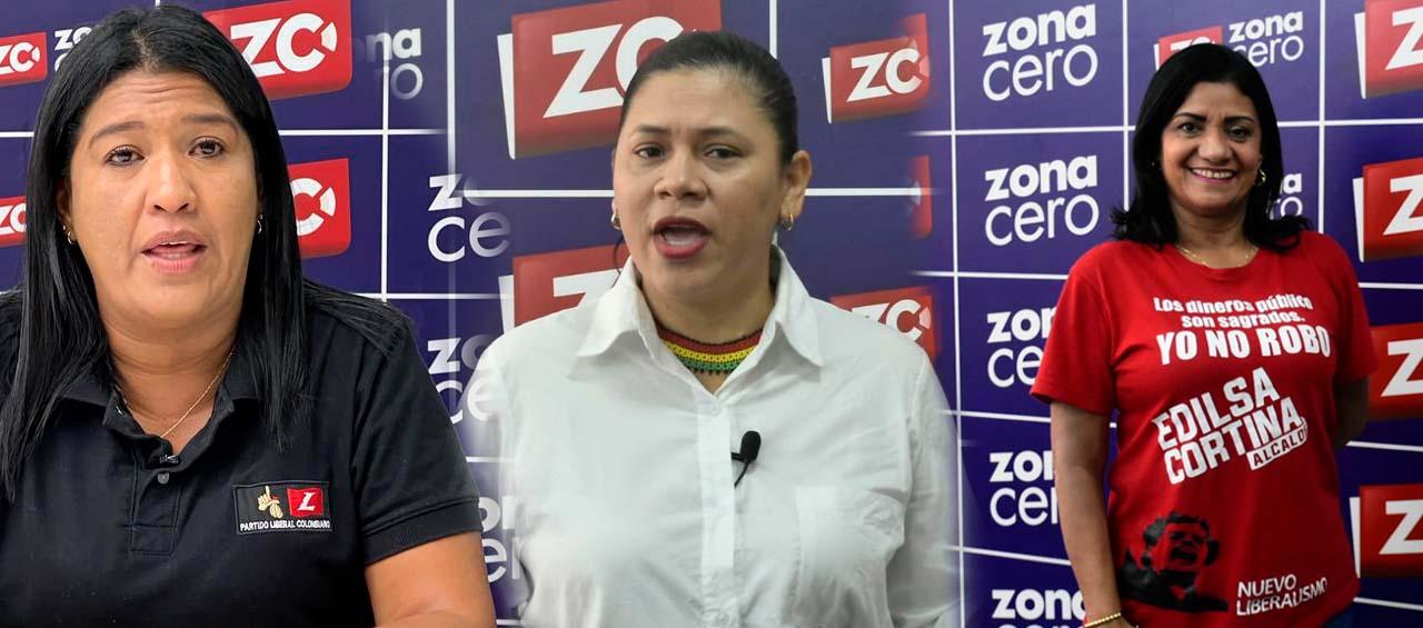 Yenis Orozco, Roquelina Blanco y Edilsa Cortina, tres de las tantas candidatas en estas elecciones.