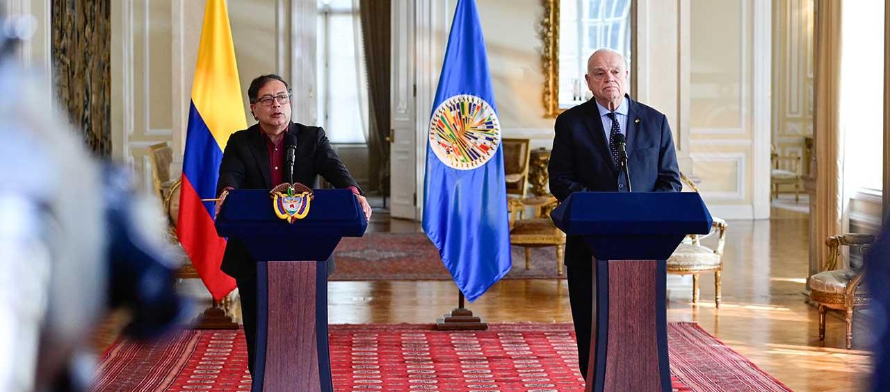 Presidente Gustavo Petro y Ricardo C. Pérez Manrique​, presidente de la Corte IDH.