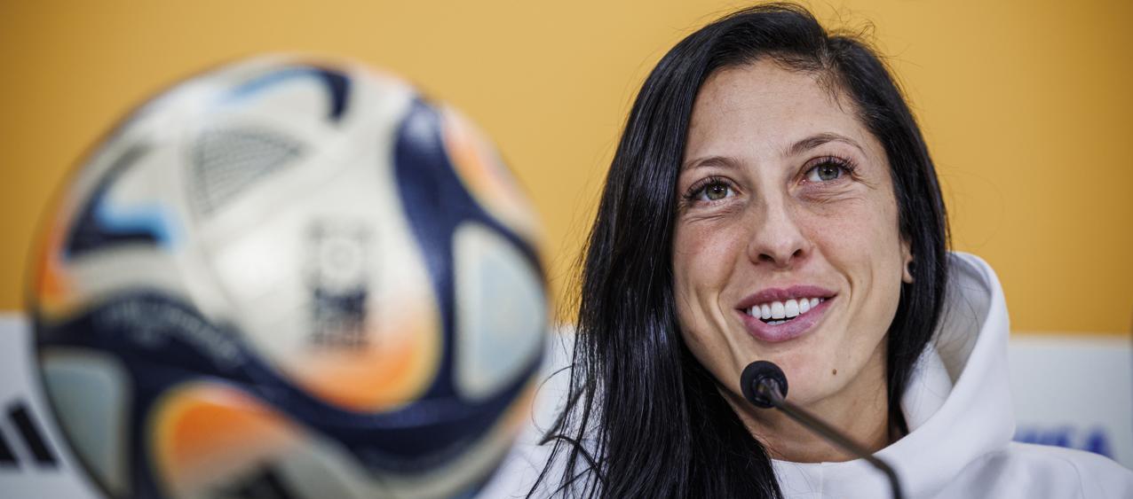 Jenni Hermoso en una rueda de prensa mundialista.