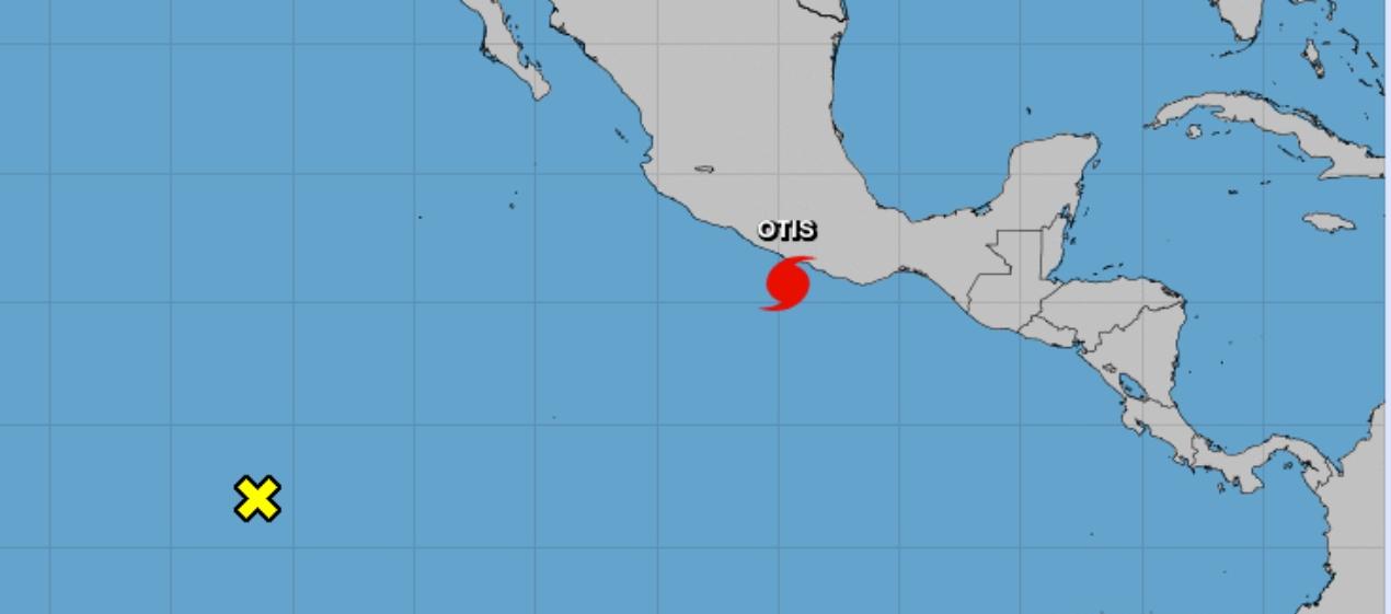 Lugar donde se encuentra el huracán Otis en el Océano Pacífico Mexicano. 