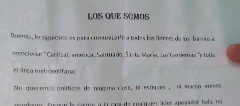 Este es el panfleto que están distribuyendo.