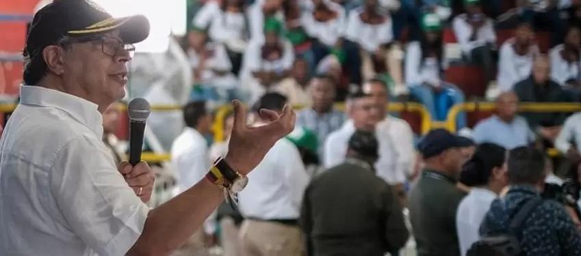 El Presidente Gustavo Petro, durante su intervención en Tumaco.