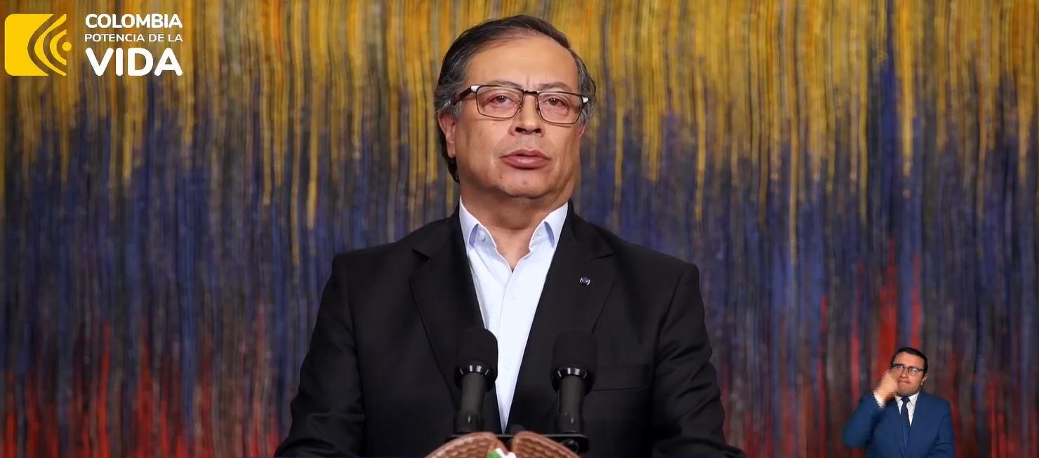Presidente Gustavo Petro, durante su alocución.