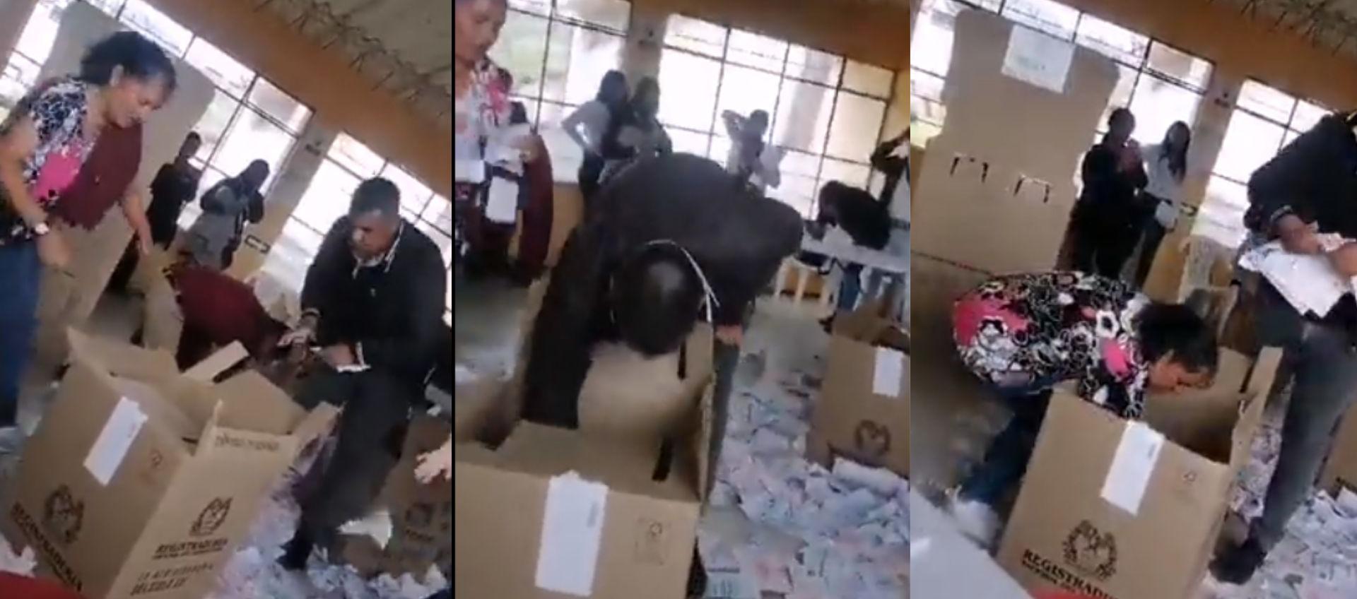 Ciudadanos rompen material electoral en Santiago, Putumayo.