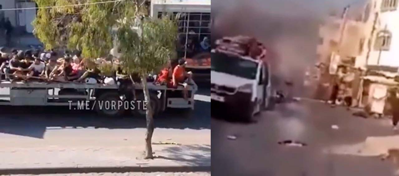 La caravana de refugiados antes y después del ataque con explosivo