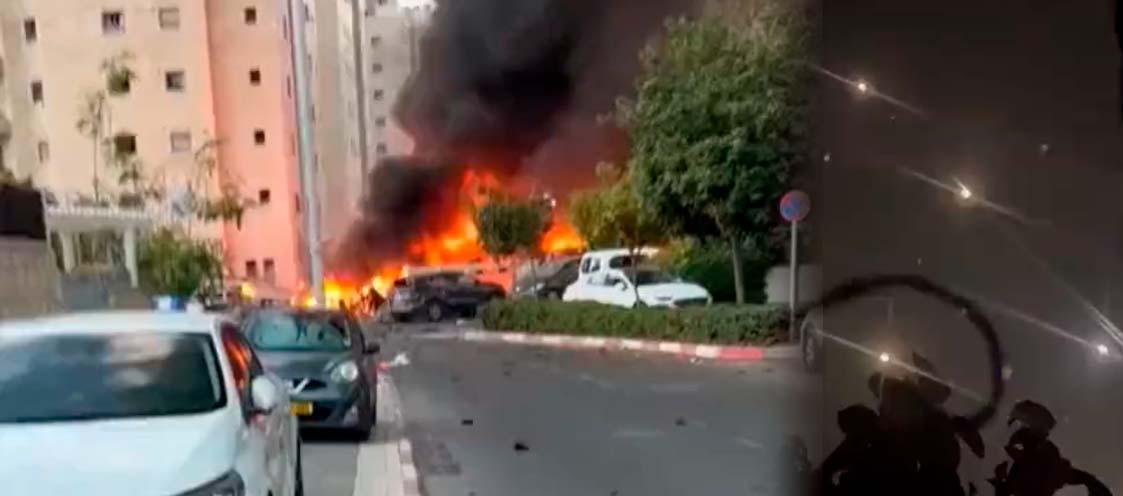 Dos escenas del territorio israelí atacado por las milicias de Hamás