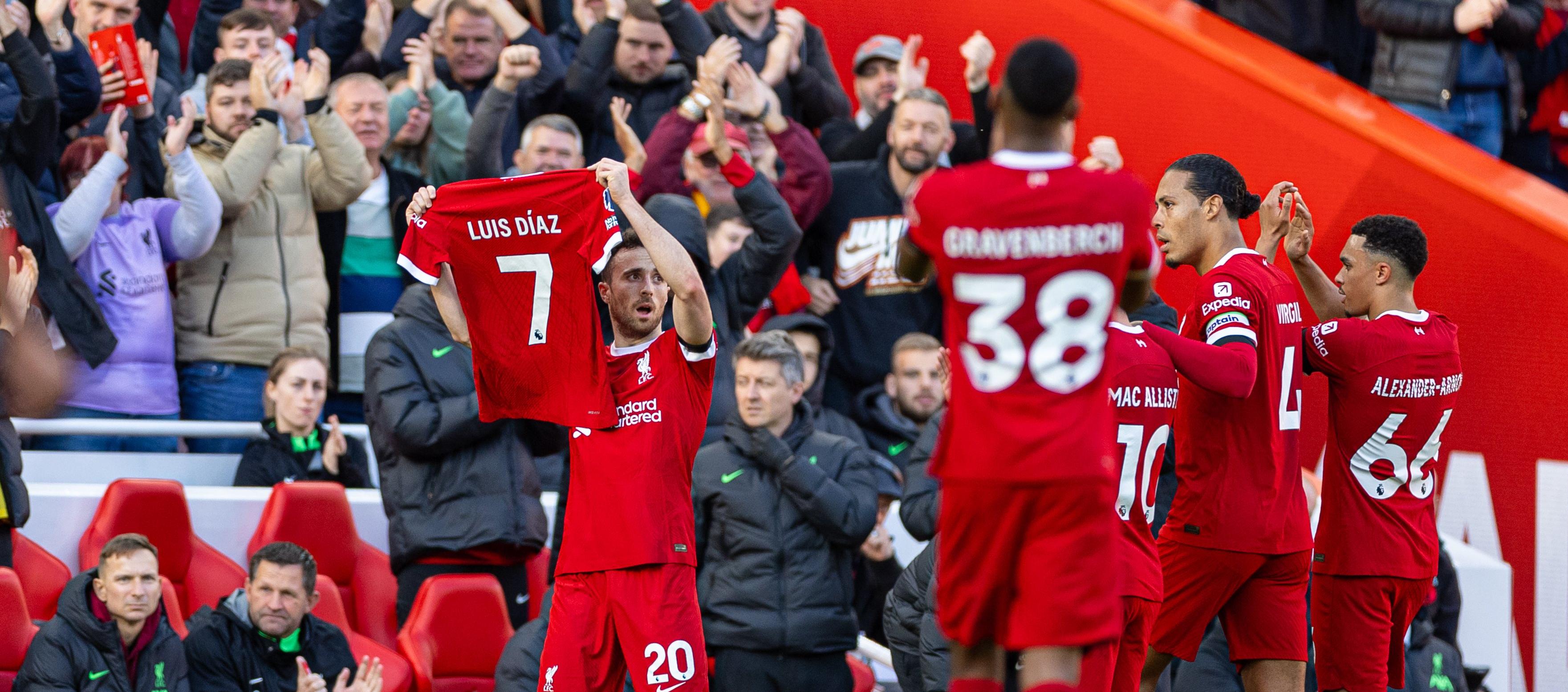 El portugués Diogo Jota le dedicó al colombiano el gol que le marcó este domingo al Nottingham Forest.