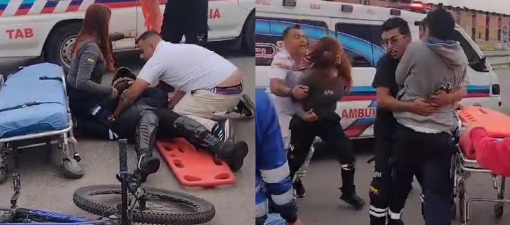 Disputa entre los paramédicos para atender al paciente.