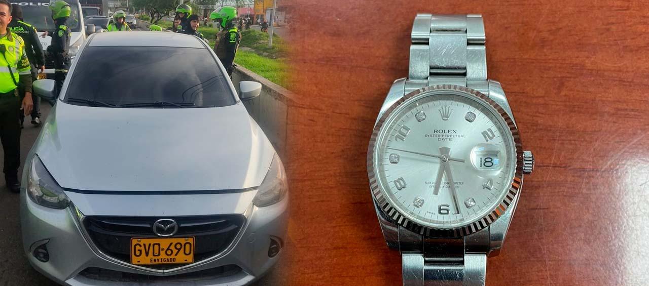 El vehículo donde se movilizaban los sospechosos con el Rolex robado