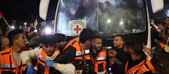 Imagen de la liberación de los presos palestinos.