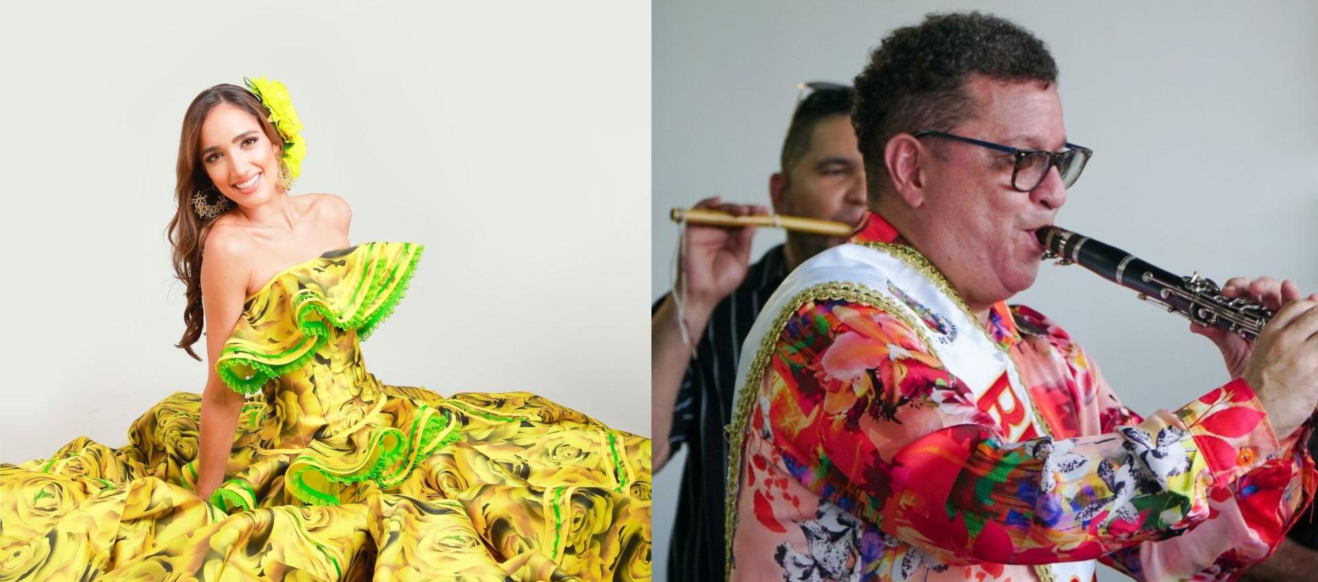 Melissa Cure, reina del Carnaval de Barranquilla 2024, y Juventino Ojito, rey Momo 2024.